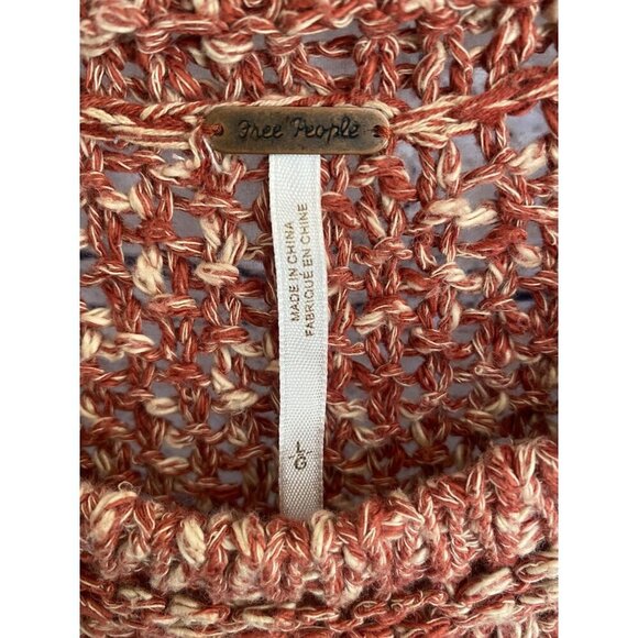 Free People Open Knit Maroon And Cream Marled  Sweater L - Picture 2 of 4